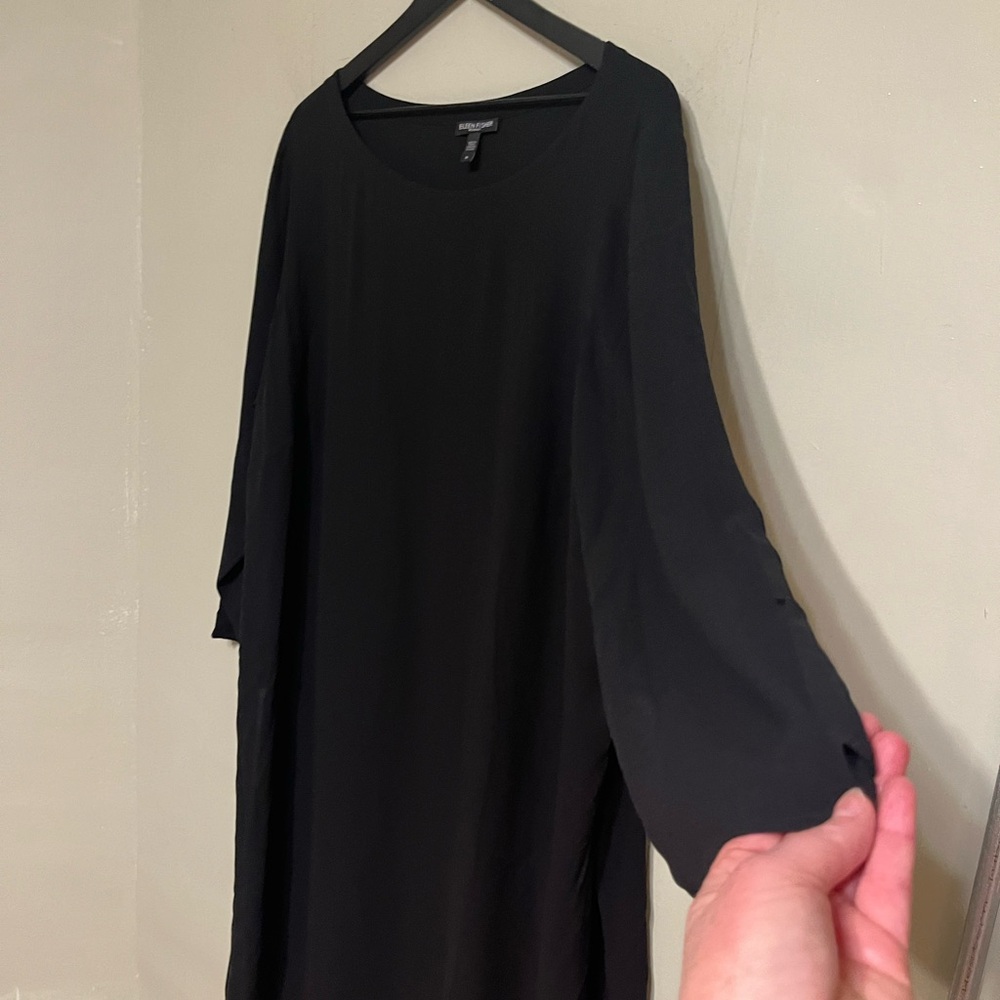 Eileen Fisher Classic Black Silk shift tunic style Dress size XL - Picture 15 of 15